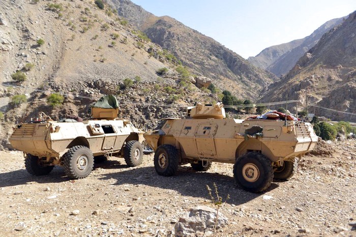 Armored vehicles of the militia loyal to Ahmad Massoud, son of Ahmad Shah Massoud, are seen in Panjshir Valley, north of Kabul,  Afghanistan, Wednesday, Aug. 25, 2021. The Panjshir Valley is the last region not under Taliban control following their stunning blitz across Afghanistan. Local fighters held off the Soviets in the 1980s and the Taliban a decade later under the leadership of Ahmad Shah Massoud, a guerrilla fighter who attained near-mythic status before he was killed in a suicide bombing. (AP Photo/Jalaluddin Sekandar)