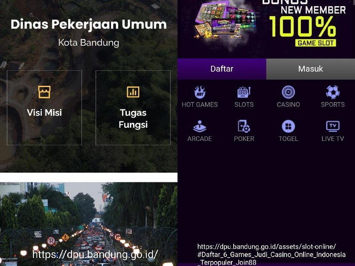 Website dinas PU Kota Bandung ditumpangi judi online
