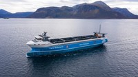 Yara Birkelan d dijadwalkan akan melakukan perjalanan pertamanya membawa kargo antara dua kota di Norwegia, yakni dari Kota Heroya menuju Brevik.  Foto: Yara International