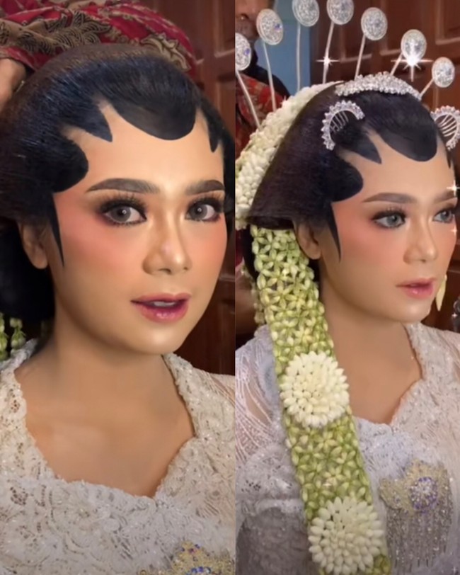 Wolipop sudah menghubungi Irma Elsa Putri yang mengunggah video di Tiktok tersebut. Irma merupakan MUA atau makeup artist dari pengantin yang penampilannya viral itu. Irma mengatakan jika ada ritual yang dilakukan pengantinnya sebelum acara berlangsung. Foto: Dok. Tangkap layar akun TikTok @makeupbyiirma.