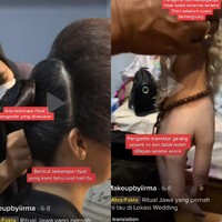 MUA yang tinggal di Kediri, Jawa Timur itu menjelaskan pengantin wanita tersebut juga memakai gelang yang tidak boleh dilepas selama acara. Ada juga keris dari keluarga pengantin serta sesajen dan dupa di sekitar pengantin. Waktu kita tanya katanya pengantin itu sudah syaratnya satu keluarga nggak boleh keramas tujuh hari. Cuma percaya nggak percaya suasana di sana tenang banget. Padahal nggak ada wedding organizer, acara lancar dan aura pengantinnya keluar banget, jelasnya. Foto: Dok. Tangkap layar akun TikTok @makeupbyiirma.