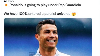 Lihat saja, Messi mendadak memang piala internasional, Messi tak bermain di Barcelona, Messi dan Ramos satu tim, Ronaldo kembali ke Manchester tapi bukan ke Mu dan ia akan bermain di bawah Guardiola. Foto: Twitter