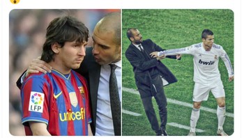 Jika benar Ronaldo pindah, Pep Guardiola akan menangani dua pemain terbaik dunia. Foto: Twitter