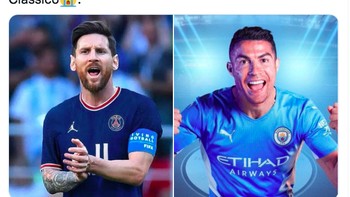 Kebetulan PSG dan Messi berada di grup A Liga Champions bersama City. Jadi ada kemungkinan lagi Messi dan Ronaldo bertemu, tapi kini tajuknya Oil Classico, menyindir juragan minyak yang menguasai kedua klub. Foto: Twitter