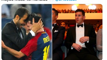 Melawan City, Messi akan bertarung dengan mantan pelatihnya Pep Guardiola dan mungkin juga dengan rival abadinya Ronaldo. Foto: Twitter