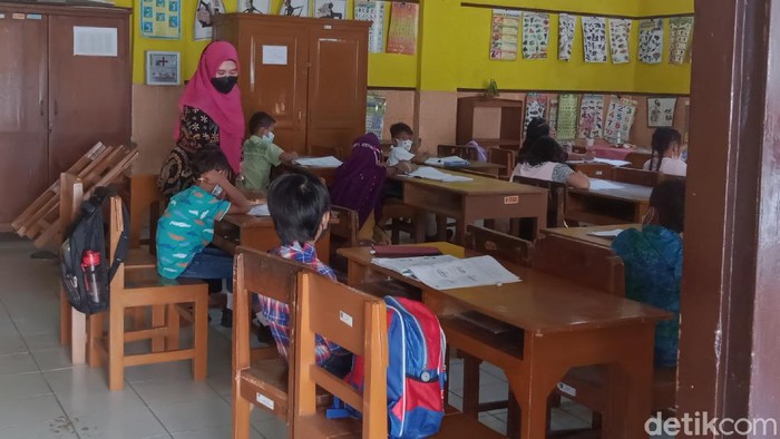SDN 1 Delanggu uji coba pembelajaran tatap muka, Jumat (27/8/2021).