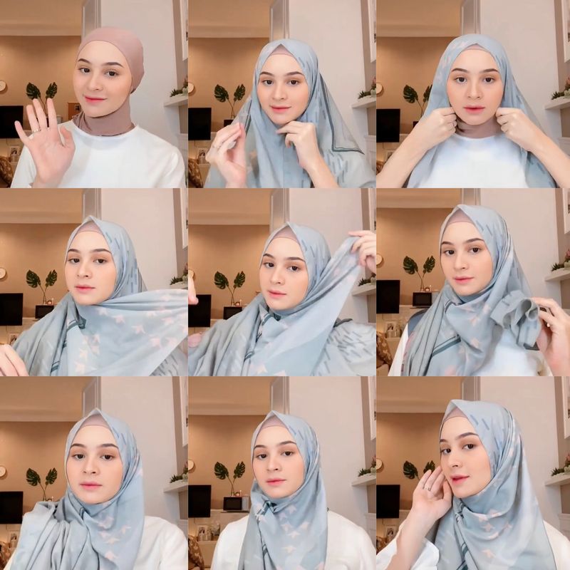 Tutorial hijab untuk wajah bulat.