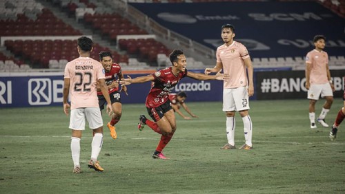 M Rahmat mencetak gol kemenangan Bali United atas Persik Kediri 1-0 di Liga 1 2021.