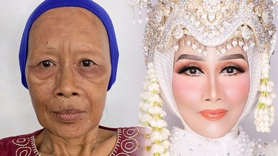 7 Transformasi Nenek Keriput Jadi Muda Lagi Setelah Makeup Pakai Lakban
