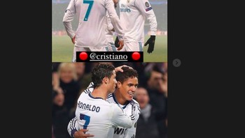 Raphael Varane di Storis mengaku gembira akan satu tim lagi dengan Ronaldo seperti kala membela Real Madrid. Foto: Instagram