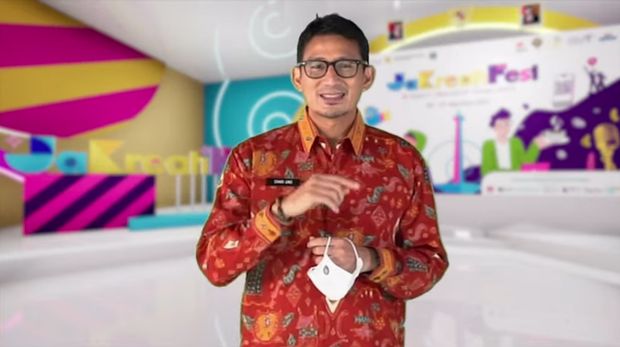 Menparekraf, Sandiaga Uno saat pembukaan JaKreatiFest 2021. (Tangkapan Layar Youtube BI Jakarta) Menparekraf, Sandiaga Uno saat pembukaan JaKreatiFest 2021. (Tangkapan Layar Youtube BI Jakarta)
