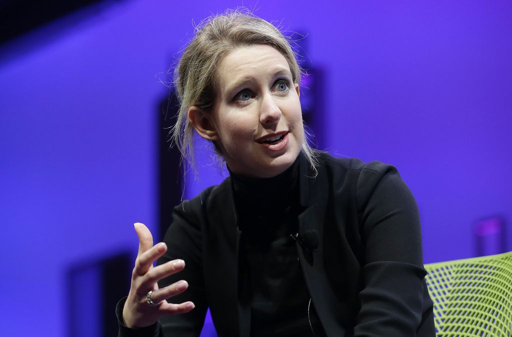 FILE - In this Nov. 2, 2015 file photo, Elizabeth Holmes, founder and CEO of Theranos, speaks at the Fortune Global Forum in San Francisco. Oscar-winning filmmaker Alex Gibney has premiered his latest documentary on the fraudulent tech startup Theranos at the Sundance Film Festival Thursday night, Jan. 24, 2019. (AP Photo/Jeff Chiu, File)