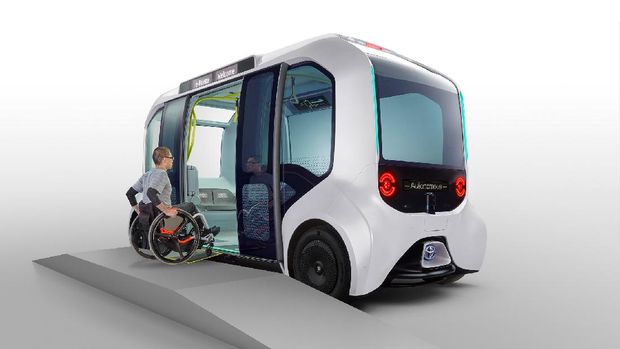 Mobil otonom Toyota e-Palette yang digunakan di Olimpiade dan Paralimpiade 2021.