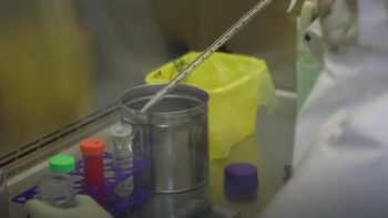 Pegawai laboratorium sedang fokus meneliti virus. Foto: YouTube CGTN