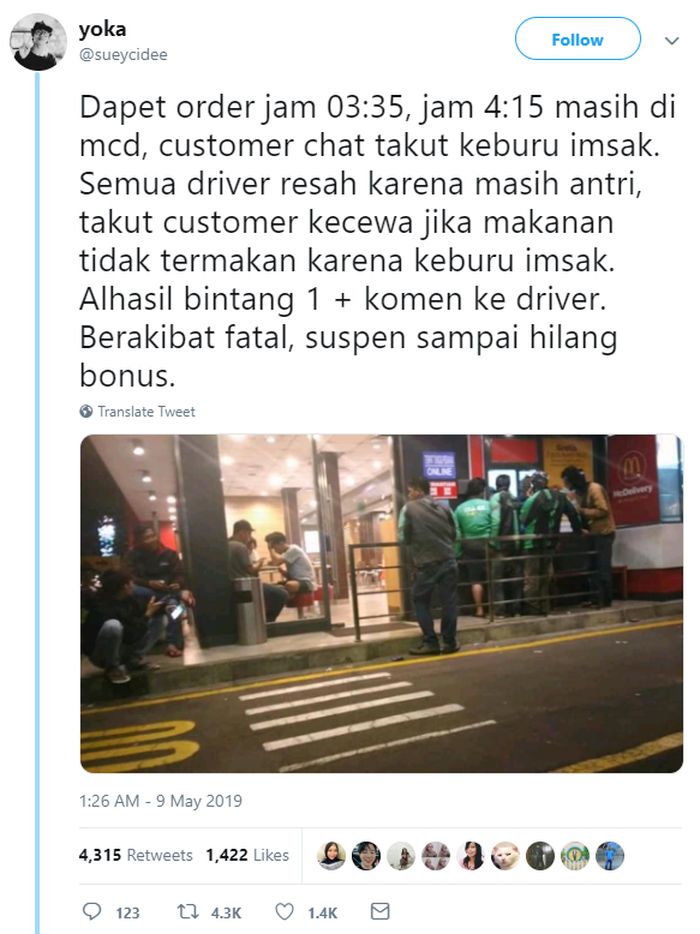 Lama Antar Makanan, 5 Driver Ojol Ini Dilempar Kuah Sup hingga Kena Suspend