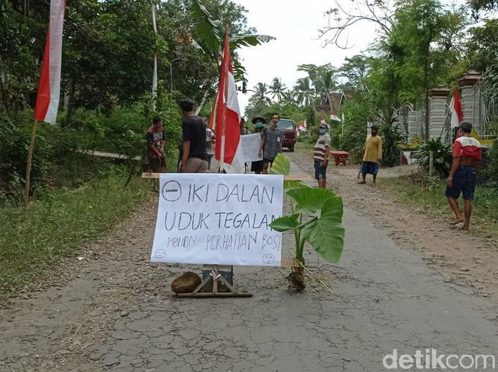 jalan rusak ditanami pisang di blitar