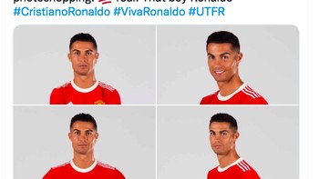 Tidak bisa dipercaya bahwa ini nyata. Tidak ada lagi Photoshop, seratus persen nyata. Anak itu Ronaldo, tulis akun ini. Foto: Twitter