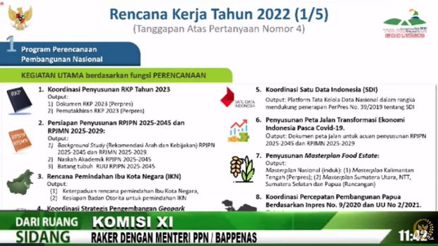 Rencana Kerja Tahun 2022 (Tangkapan Layar Youtube Komisi XI DPR RI Channel)