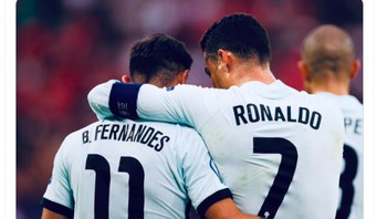 Menurut Bruno Fernandes, Ronaldo adalah mesin pemecah rekor. Foto: Twitter