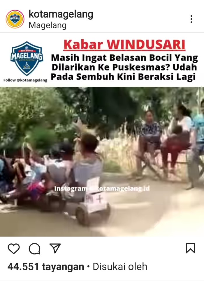 Viral bocil jatuh hingga dilarikan ke puskesmas saat main gledekan di Magelang