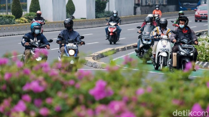 Bunga bougenville bermekaran di jalur hijau DKI Jakarta. Gubernur DKI Jakarta Anies Baswedan turut mem-posting momen tersebut.