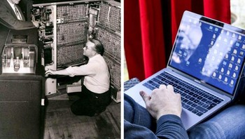 Komputer dulu dan sekarang yang lebih slim bisa dibawa ke mana-mana. Foto: Brightside