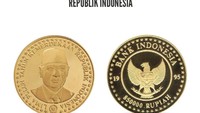 Rp 850.000 Gambar Presiden Soeharto: Uang ini diterbitkan pada 1995 dalam rangka peringatan 50 tahun Kemerdekaan RI. Dibuat dari emas kadar 23 karat dan berat 50 gram.