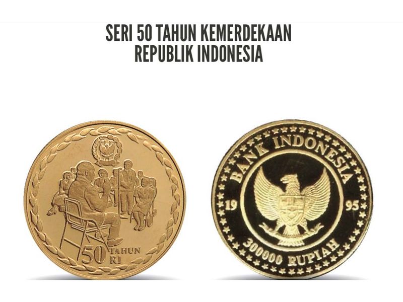 Uang rupiah logam biasanya dibuat dengan bahan kuningan, aluminium sampai perak. Tapi Bank Indonesia juga punya lho uang logam rupiah berbahan emas.