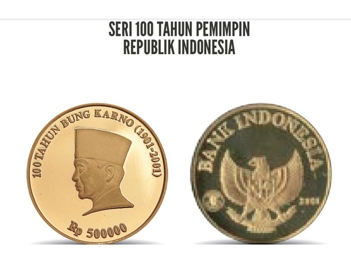 Uang Logam Emas Uang rupiah logam biasanya dibuat dengan bahan kuningan, aluminium sampai perak. Tapi Bank Indonesia juga punya lho uang logam rupiah berbahan emas.