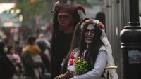 Para cosplayer pun tampil dengan kostum yang seram dan tak terbatas pada sosok kuntilanak atau pocong saja (Wisma Putra/detikTravel)