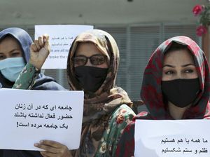 Aksi Demo Perempuan di Afghanistan Menuntut Pemerintah Taliban