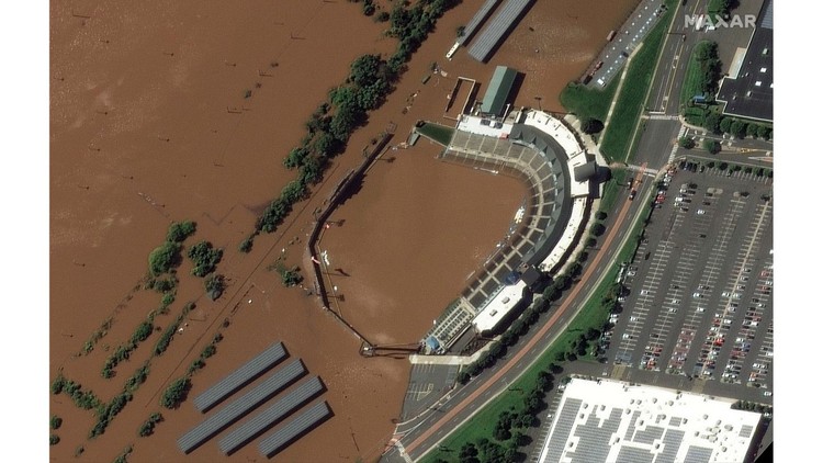 Maxar Technologies Banjir bandang menenggelamkan sejumlah wilayah di New York, Amerika Serikat, setelah negeri Paman Sam diterjang Badai Ida.