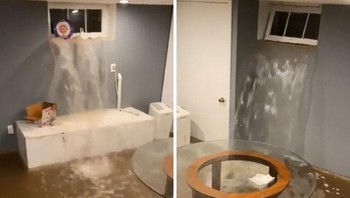 Penampakan banjir di sebuah basement apartemen. Foto: Bored Panda