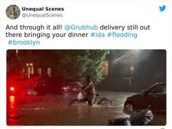 Potret Viral Ganasnya Banjir Bersejarah di Kota New York