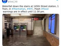 Potret Viral Ganasnya Banjir Bersejarah di Kota New York