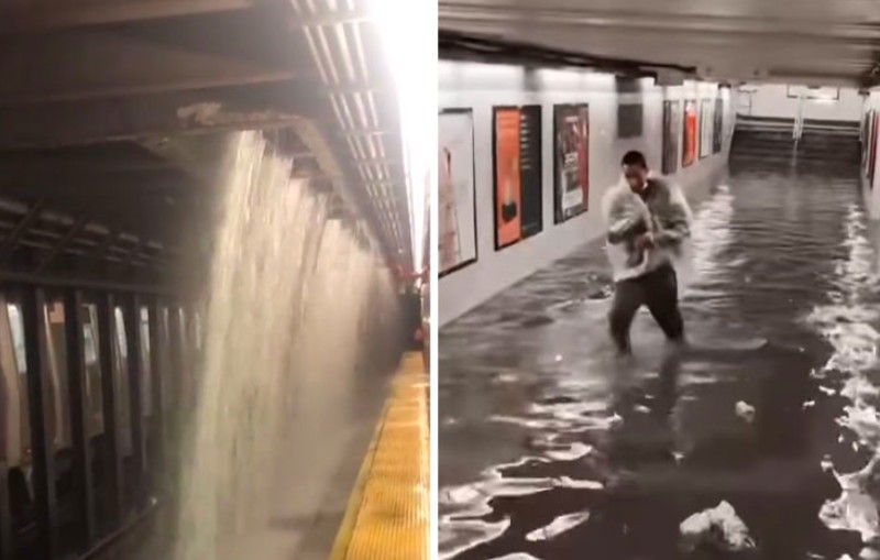 Potret viral banjir New York