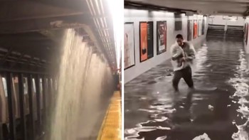 Satu lagi penampakan banjir di area subway. Foto: Bored Panda