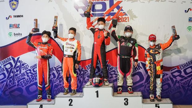 Qarrar Firhand Ali runner-up di kelas mini rok EShark Rok Cup, pada seri keempat di Sentul, Minggu (5/9/2021)