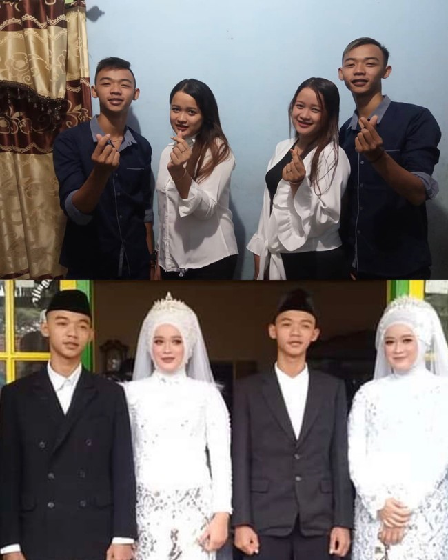 Rina menuturkan ide untuk menikah secara bersamaan sudah menjadi kesepakatan dari kedua belah pihak keluarga. Mereka memilih menikah bersamaan agar tidak mengeluarkan banyak biaya. Pas tahu nikah bareng ya merasa senang bahagia terharu. Bisa menikah barengan sama kembaran saya dan pasangan masing-masing yang sama kembar juga, kata Rina saat dihubungi oleh Wolipop, Jumat (3/8/2021). Foto: Dok. Instagram @rina_nurhayati18.