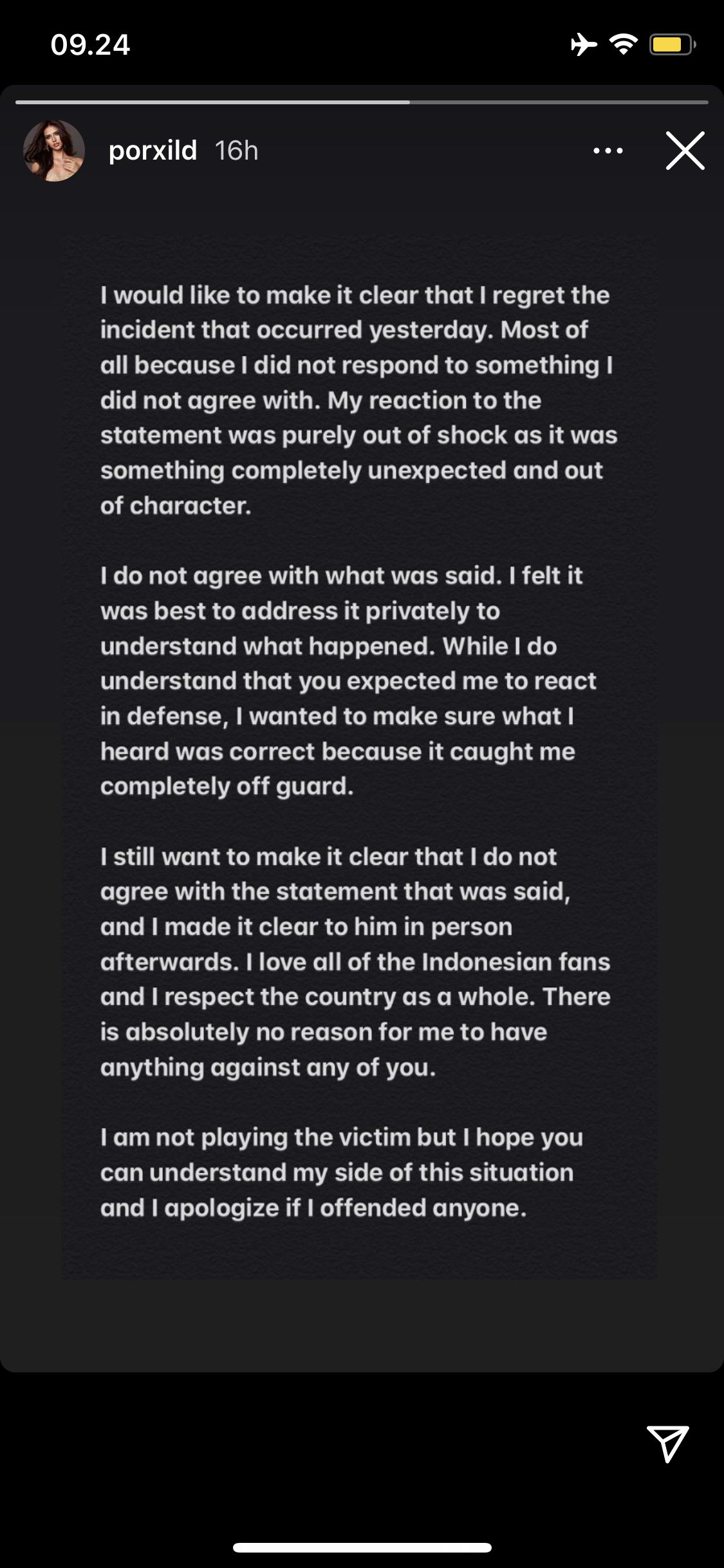 Unggahan Instagram Story Antonnia Porsild