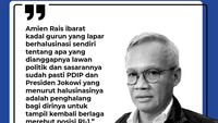 Sementara itu, politikus senior PDIP, Aria Bima justru menyebut Amien Rais ibarat kadal gurun yang lapar sehingga berhalusinasi. Amien dianggap masih ingin posisi RI-1.