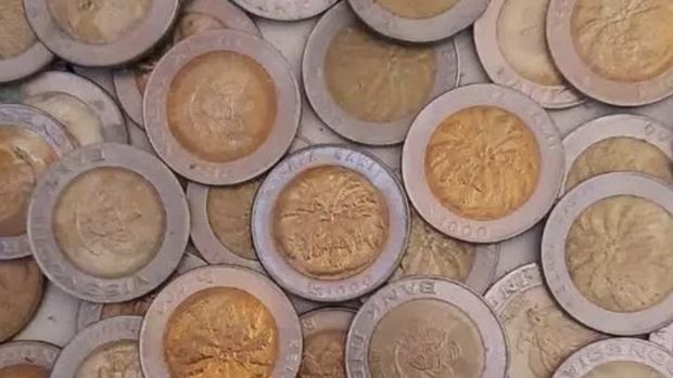 Coins 1000 rupiah palm oil.  ist