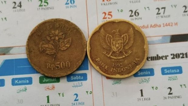 Uang koin 500 rupiah tahun 1992. Ist