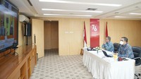 Wakil Direktur Utama PT Bank Tabungan Negara (Persero) Tbk. Nixon LP Napitupulu didampingi Head of Investor Relations Bank BTN Winang Budoyo memaparkan terkait target kinerja bisnis perseroan dalam Public Expose BBTN secara virtual di Jakarta, Kamis (9/9).