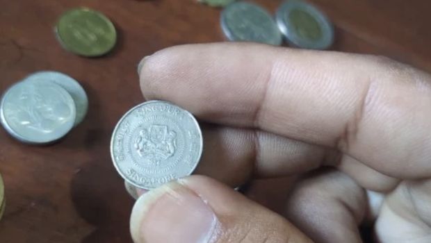 Uang koin kuno negara asing singapore 10 ten cents. Ist