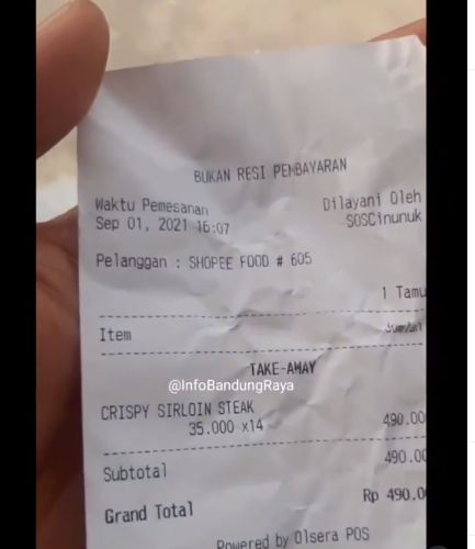 Kejadian Lagi! Driver Dapat Orderan Fiktif Beli Steak Rp 490 Ribu