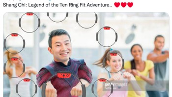 Lagi-lagi meme parodi Shang-Chi and the Legend of The Ten Ring-Fit Adventure. Foto: (Twitter)
