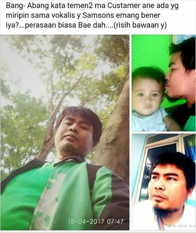 Banyak yang menyebut pengemudi ojek online yang satu ini memiliki kemiripan dengan vokalis band Samsons, Bams. Kalau dilihat sekilas memang wajahnya mirip dengan Bams sih.. Bagaimana menurutmu? Foto: Instagram/@newdramaojol.id