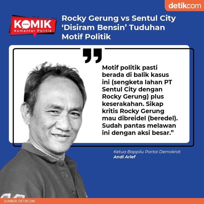 Rocky Gerung vs Sentul City 'Disiram Bensin' Tuduhan Motif Politik (Tim Infografis detikcom)