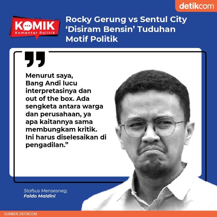 Rocky Gerung vs Sentul City 'Disiram Bensin' Tuduhan Motif Politik (Tim Infografis detikcom)